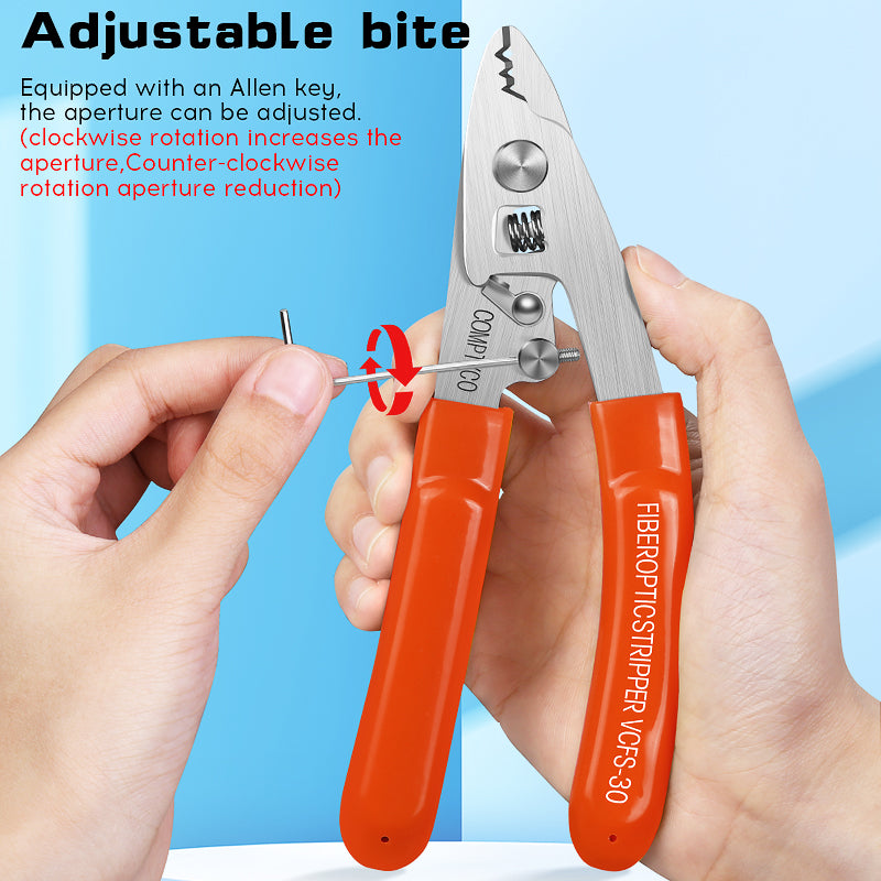 COMPTYCO VCFS-30 Stainless Steel Fiber Optical Stripper 3 Port Stripper FTTH Tools Optical Fiber Stripping Pliers Orange