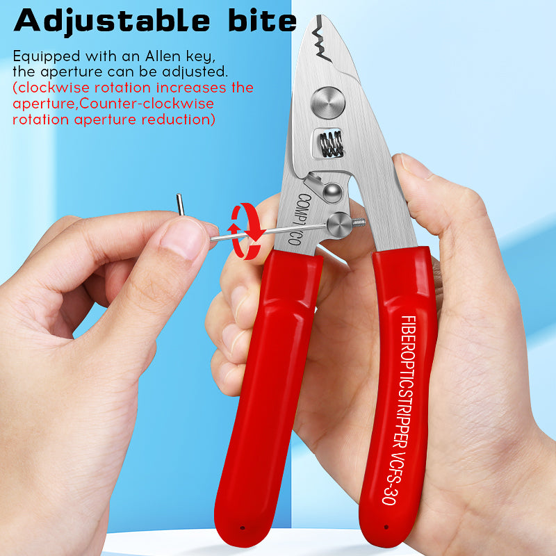 COMPTYCO Optical Fiber Wire Strippers FTTH Drop Cable WIRE Stripper Tool Stainless Steel Three Port Red Fiber Stripper