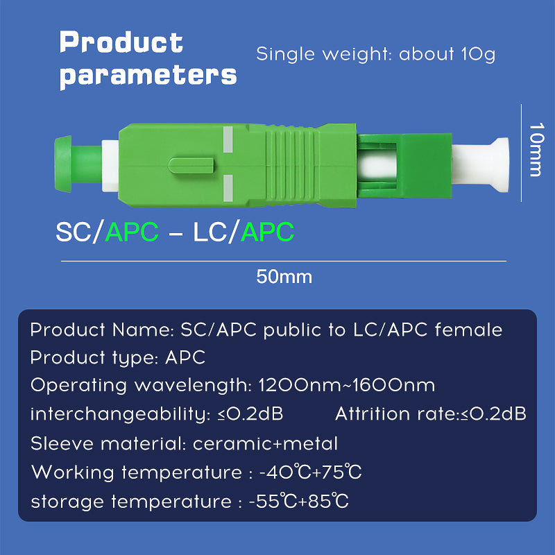 High Quality Single Mode SC-LC Fiber Adapter Hybrid Optical Fiber Converter Head SC/APC (Male) to LC/APC ( Female) Fiber