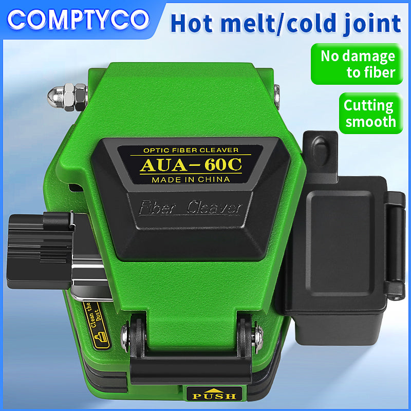COMPTYCO Automatic Return FTTH Fiber Optic Cutter for Fusion Splicing Green AUA-60C Hot Melt Tools Optic Fiber Cleaver