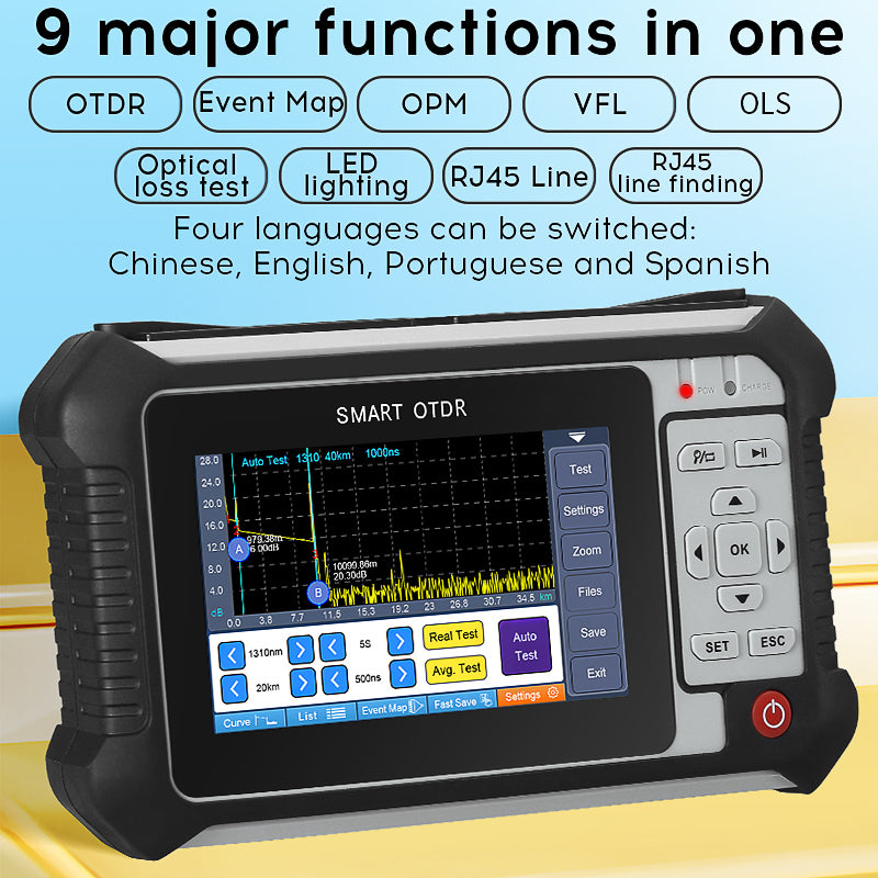 COMPTYCO AUA565U/A Optical Time-domain Reflectometer 80km Single Wavelength 1650nm 9-in-1 Multilingual Band OPM VFL RJ45