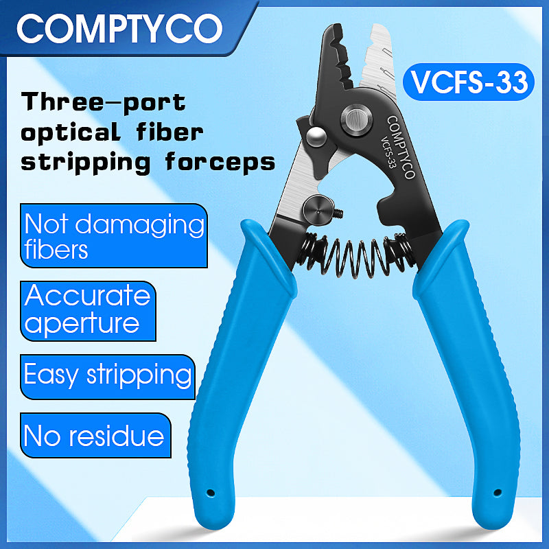 COMPTYCO Fiber Optic Stripping 3 Hole Optical Fiber Wire Strippers Blue FTTH Drop Cable WIRE Stripper Tool Fiber Strippe
