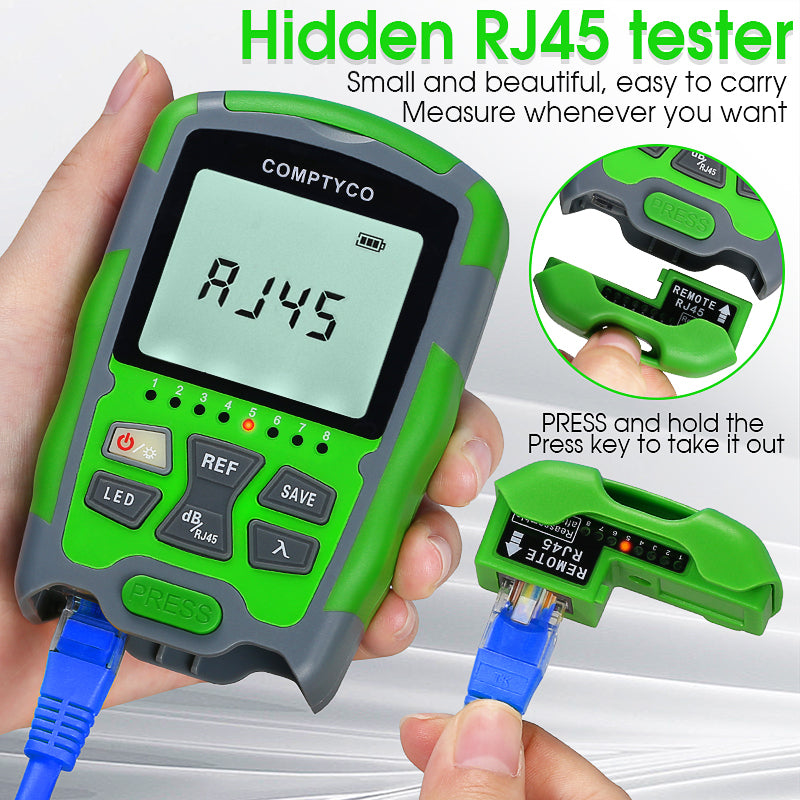 COMPTYCO Fiber Optic Tester AUA-MC7/MC5 Rechargeable OPM with LED and RJ45 Tester Fiber Optic Equipment Mini Optical Pow