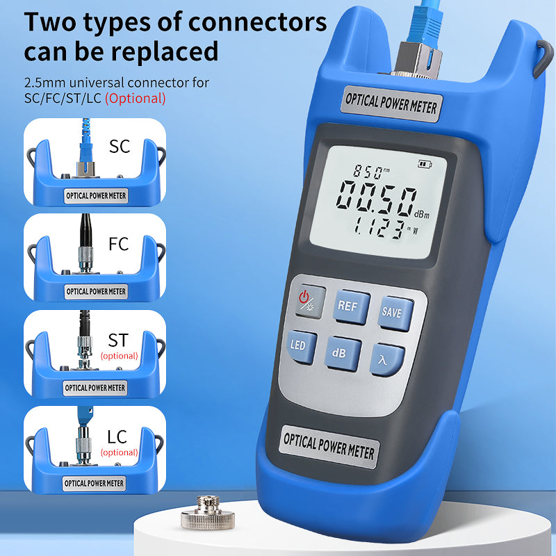 COMPTYCO High Precision Rechargeable OPM with LED Handheld Fiber Tools Optical Fiber Tester 10 Wavelength Optical Power 