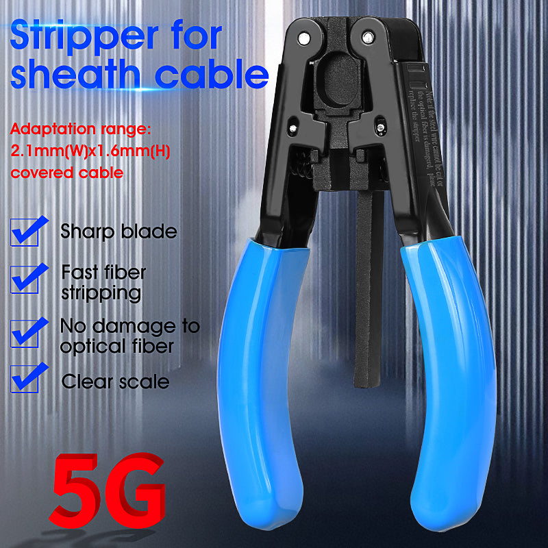COMPTYCO 5G Leather Drop Cable Stripper FTTH Fiber Tool Leather Wire Stripper Pliers 2.1mm (W) * 1.6mm (H) Fiber Strippe