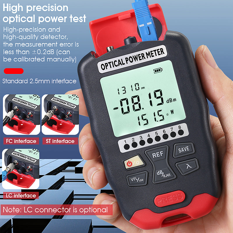 COMPTYCO Optical Multi Meter 4 in 1 OPM+VFL+LED+RJ45 Tester Fiber Optic Equipment Visual Fault Locator Mini Optical Powe