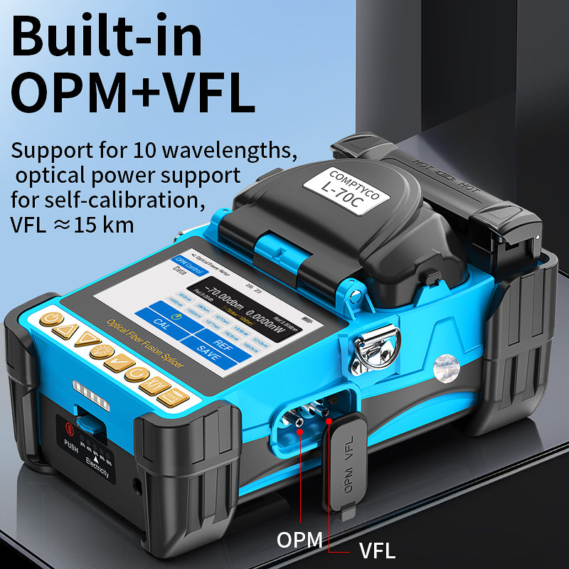 COMPTYCO L-70C Mini Optical Fiber Splicing Machine with OPM/VFL Fiber Optic Equipment 6 Motors Fiber Optic Fusion Splice