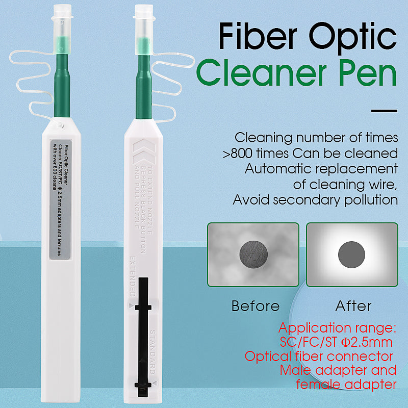 COMPTYCO Fiber Optic Cleaning Pen Fiber Optic Connectors Cleaning 800+ Times for 2.5mm SC/FC/ST One Click Fiber Optic Cl