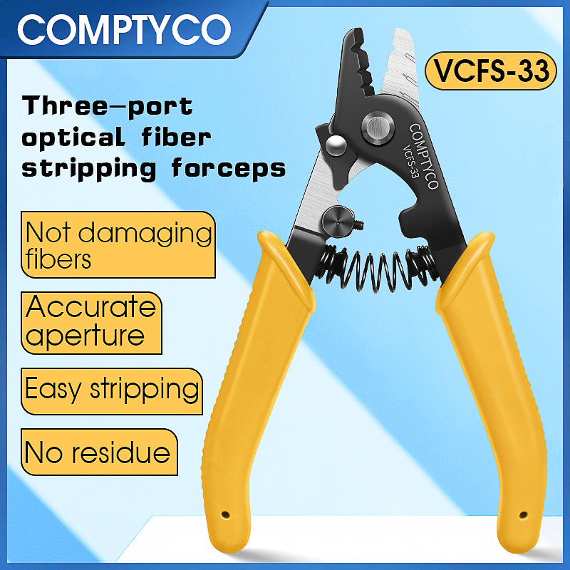 COMPTYCO Fiber Optic Stripping 3 Hole Optical Fiber Wire Strippers Yellow FTTH Drop Cable WIRE Stripper Tool Fiber Strip