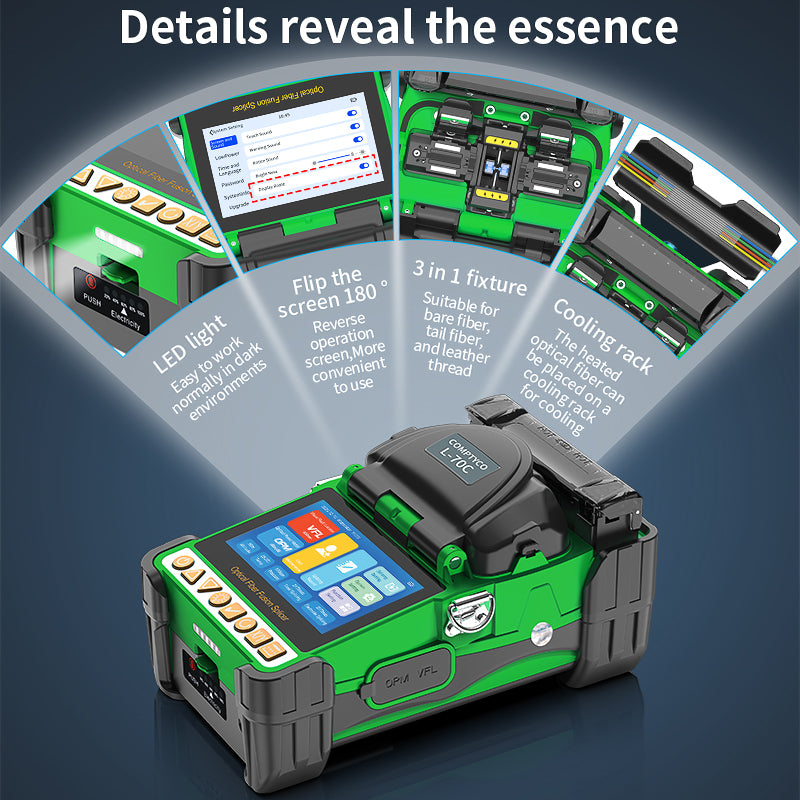 COMPTYCO L-70C Mini Optical Fiber Splicing Machine with OPM+VFL Fiber Optic Equipment 6 Motors FTTH Fiber Optic Fusion S