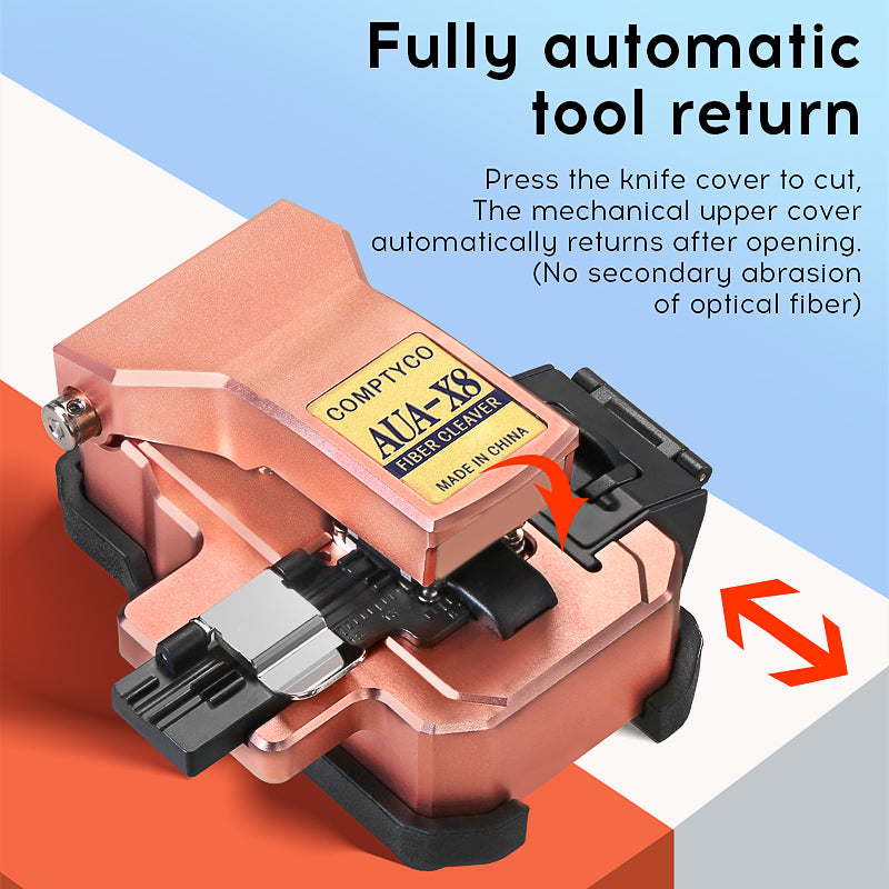 COMPTYCO High Precision AUA-X8 Fiber Optic One Step Cleaver Fiber Optic Cutter for Fusion Splicing Hot Melt Fiber Optic 