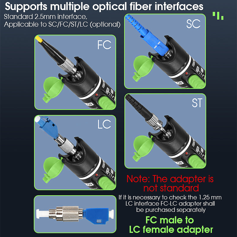 COMPTYCO 1-50mw Fiber Optic test Pen Detector Red Light Source Breakpoint Detector Laser Pen VFL 1-50km Visual Fault Loc