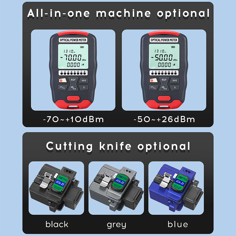 COMPTYCO AUA-X5 Fiber Cleaver AUA-D70 Optical Power Meter with 15mw VFL OPM Visual Fault Locator Kit De Fibra Optica