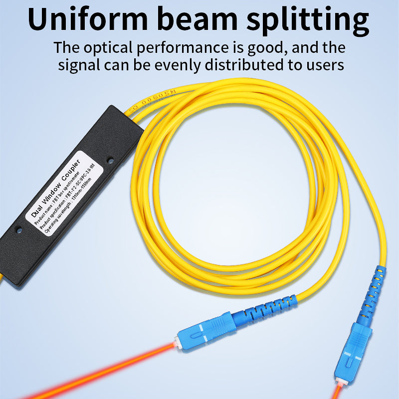 COMPTYCO 1:2 PLC Splitter 1X2 FBT Singlemode Fiber Optical Splitter SC/UPC One to Two Taper Type Splitter Computer Cable