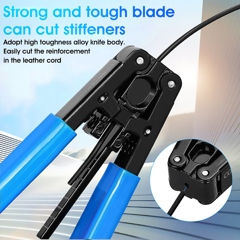 COMPTYCO Metal Leather Drop Cable Stripper Blue FTTH Fiber Tool Leather Wire Stripper Pliers 3mm (W) * 2mm (H) Fiber Str