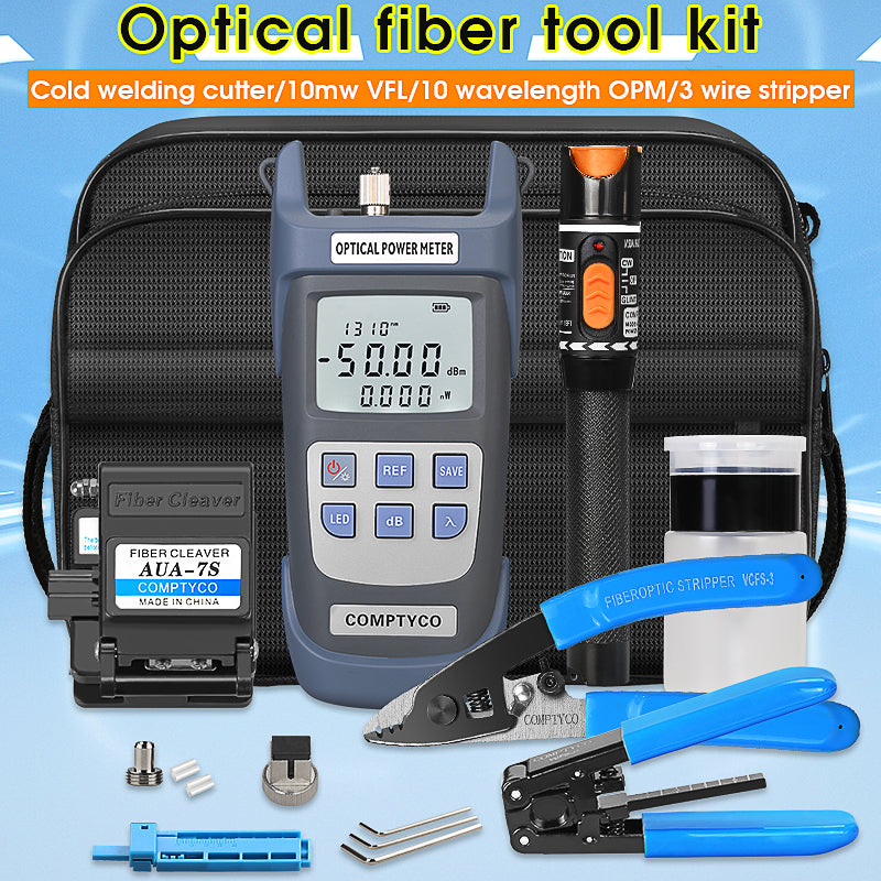 COMPTYCO Hot Sale FTTH Fiber Tool Kit with Cleaver and Optical Power Meter and Visual Fault Locator Mechanics Tool Sets