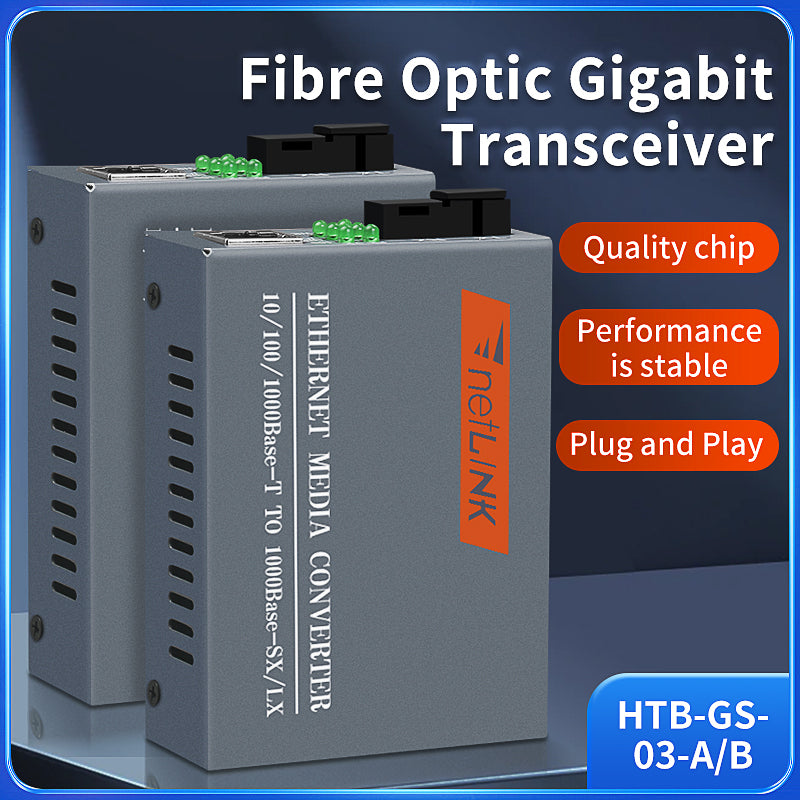 FTTH Fiber Optic Media Converter With 10/100/1000M 3KM A/B Converter HTB-GS-03 Single Mode Fiber Optical Transceiver