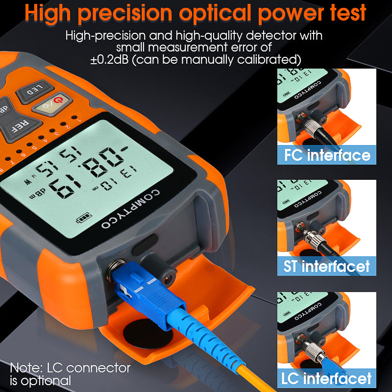 COMPTYCO High Precision Fiber Optic Tester AUA-M7/M5 OPM with LED and RJ45 Tester Fiber Optic Equipment Mini Optical Pow