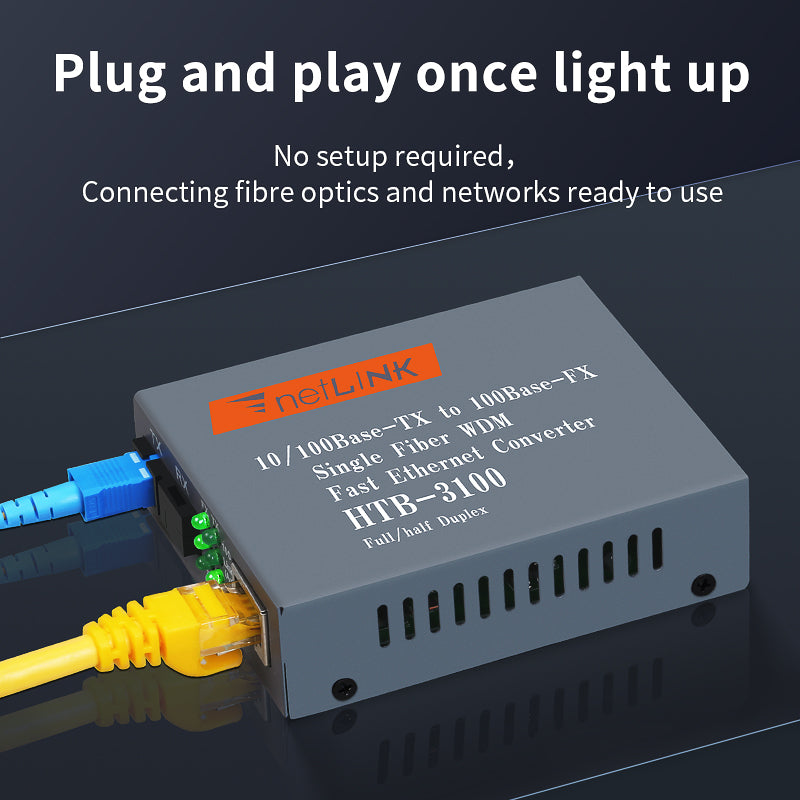 FTTH Fiber Optic Media Converter With 10/100M 25KM A/B Converter HTB-3100 Single Mode SM Fiber Optical Transceiver