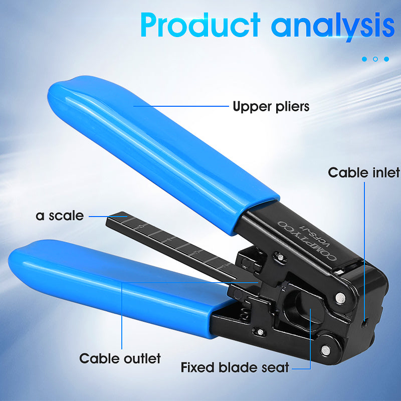 COMPTYCO Metal Leather Drop Cable Stripper Blue FTTH Fiber Tool Leather Wire Stripper Pliers 3mm (W) * 2mm (H) Fiber Str