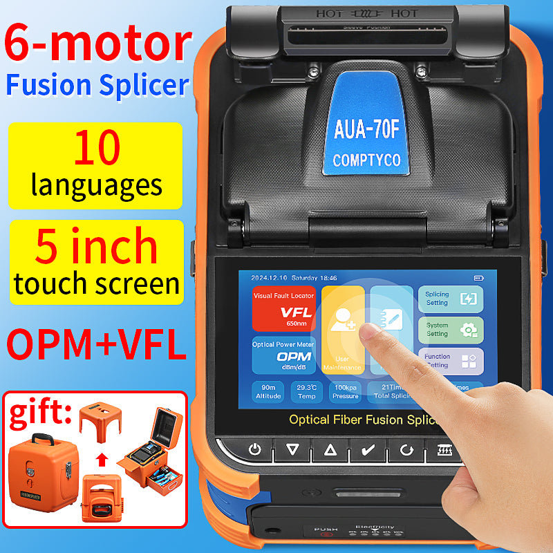 COMPTYCO Hot Products AUA-70F Fully Automatic Fiber Optic Splicing Machine with OPM+VFL 6 Motors Optical Fiber Fusion Sp