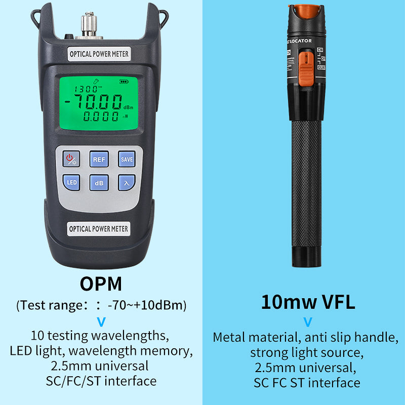 COMPTYCO 12pcs FTTH Fiber Optic Tool Kit Tools Kit with Fibra Optica Power Meter Visual Fault Locator Kit De Fibre Optiq