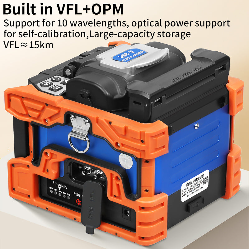 COMPTYCO A-88S Smart Optical Fiber Welding Machine with OPM/VFL 5 Inch Touch Screen 6 Motors SM MM Fiber Optic Fusion Sp