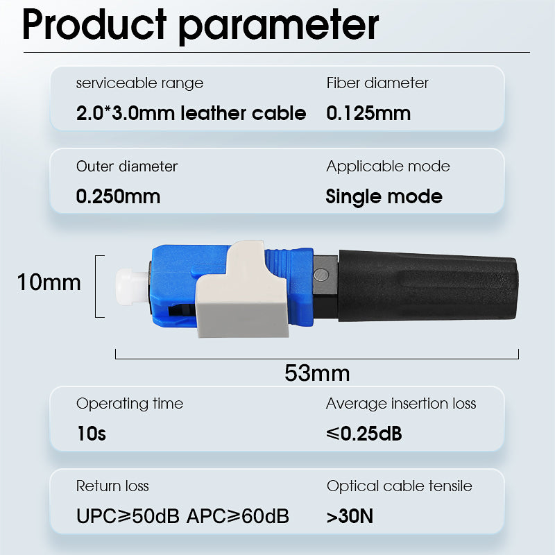 High Quality FTTH Click Connectors SC/UPC SC/APC Fiber Cable Skin Cold Splicing Device Single Mode Fiber Optic Quick Con