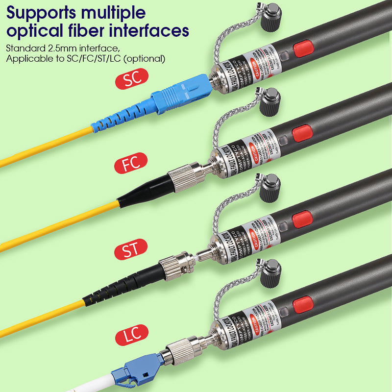 COMPTYCO 5-50mw Dry Cell Fiber Optic Testing Pen Red Light Source Breakpoint Detector Laser Pen VFL 5-50km Visual Fault 