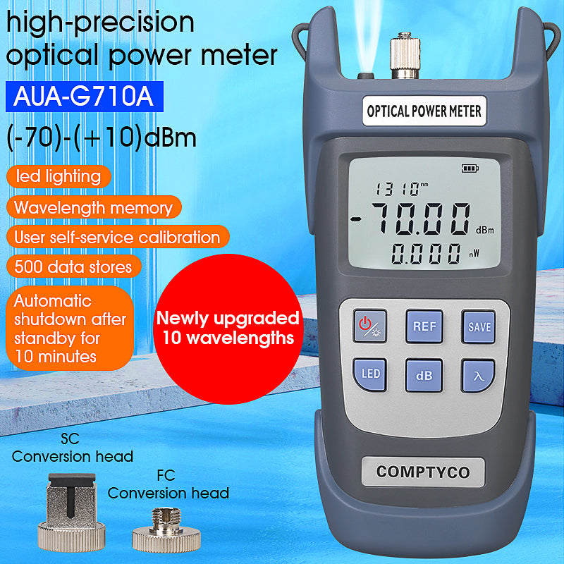 COMPTYCO High Precision Fiber Optic Tester AUA-G710A/G510A OPM with LED 10 Wavelength Fiber Optic Equipment Optical Powe