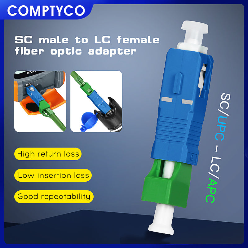 High Quality Single Mode SC-LC Fiber Adapter Hybrid Optical Fiber Converter Head SC/UPC (Male) - LC/APC ( Female) Fiber 