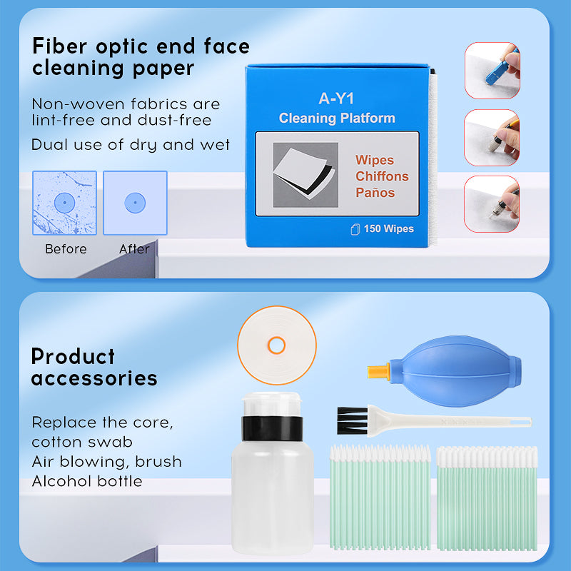 COMPTYCO Fiber Tool Kit 11pcs One Click 1.25/2.5mm SC FC ST LC Cleaning Pen/Box Fiber Cleaning Tool Set Fiber Optic Clea