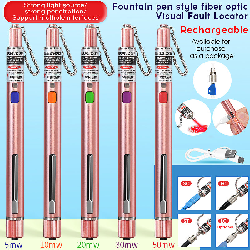 COMPTYCO 5-50mw Rechargeable Fiber Test Pen Red Light Source Breakpoint Detector Laser Pen VFL 5-50km Visual Fault Locat