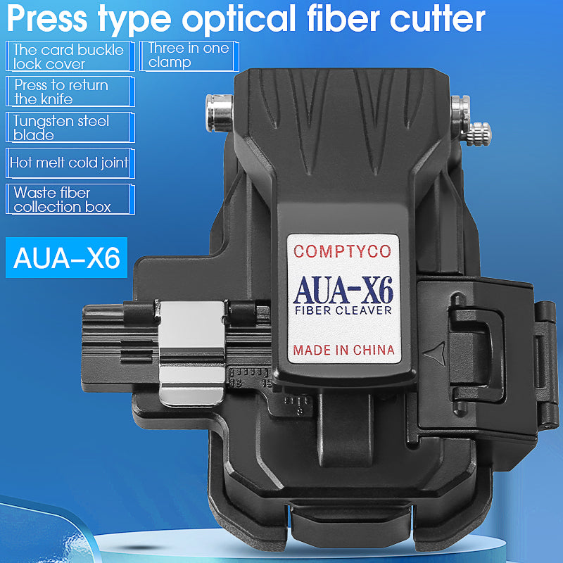 COMPTYCO High Precision AUA-X6 FTTH Fiber Tool Fiber Optic Cutter for Fusion Splicing Hot Melt Optical Fiber Cleaver
