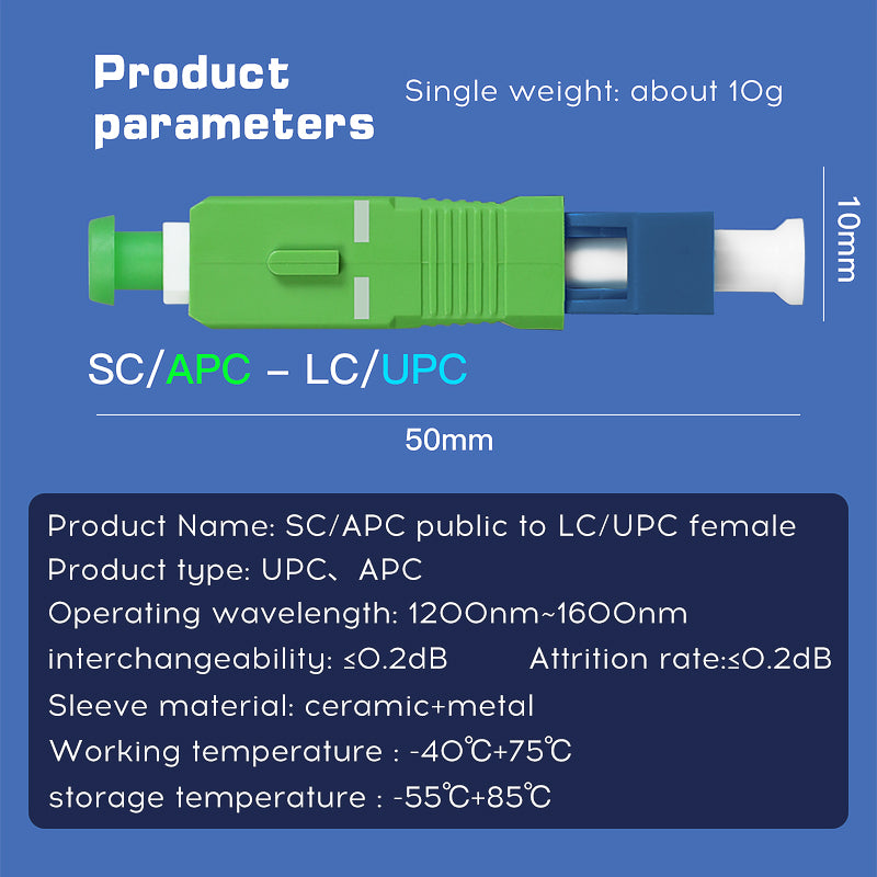 High Quality Single Mode SC-LC Fiber Adapter Hybrid Optical Fiber Converter Head SC/APC (Male) - LC/UPC ( Female) Fiber 