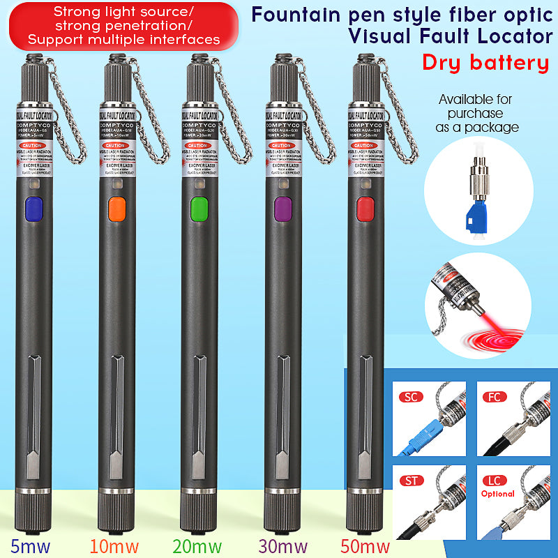 COMPTYCO 5-50mw Dry Cell Fiber Optic Testing Pen Red Light Source Breakpoint Detector Laser Pen VFL 5-50km Visual Fault 