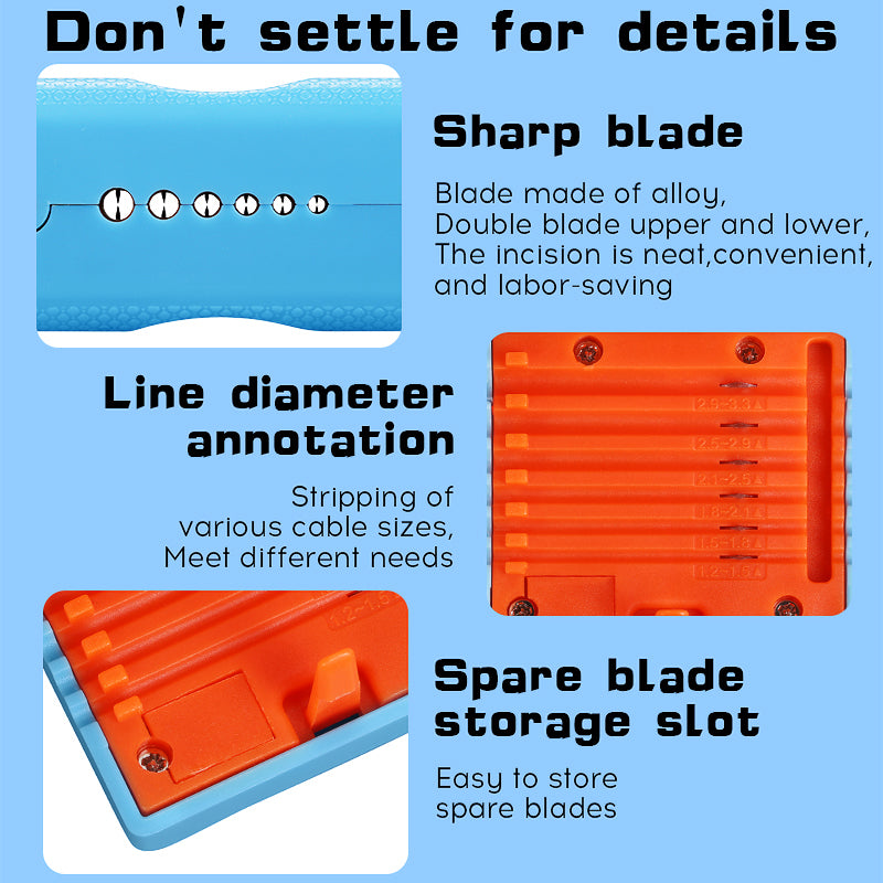 COMPTYCO A-1233 Blue Flip Over Cable Stripper 1.2-3.3mm Longitudinal Cutter Center Bundle Tube Stripper Leather Fiber St