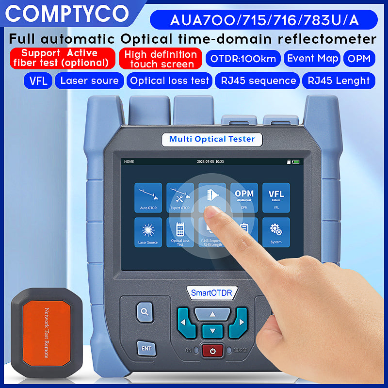 COMPTYCO AUA700/715/716/783U/A Single Mode Multimode 9-in-1 Function 100km Optical Time Domain Reflectometer With OPM VF