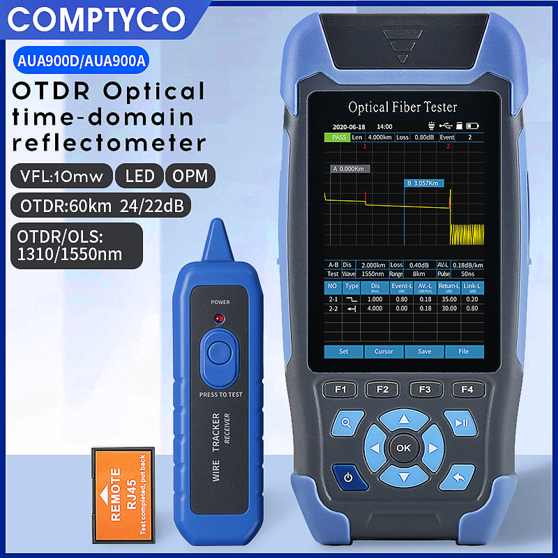 COMPTYCO AUA900D /A Optical Time Domain Reflectometer 60KM 9in1 Multifunctional 1310 1550nm Smart Mini OTDR Optical Fibe