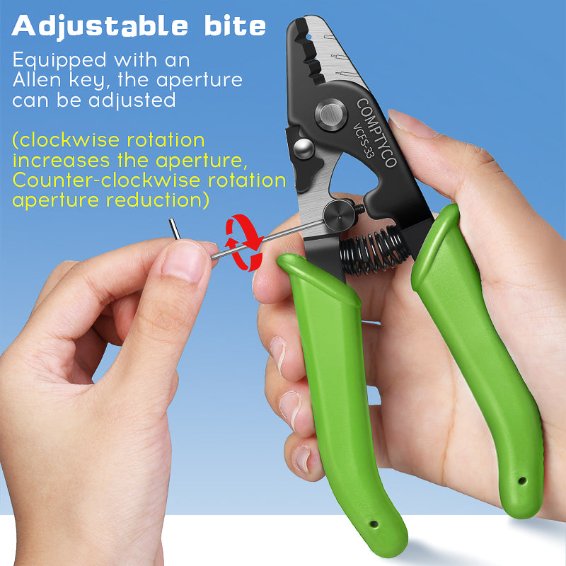 COMPTYCO VCFS-33 Upgraded Green Three Port Cable Stripper FTTH Fiber Fusion Splicing Tool Bare Fiber Leather Fiber Strip
