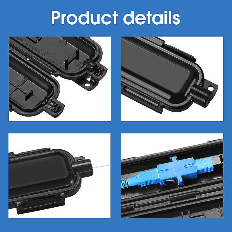 Outdoor Drop Optical Fiber Cable Water Resistant Optical Fiber Jointer Box ABS Plastic Fiber Optic protection Box Black/