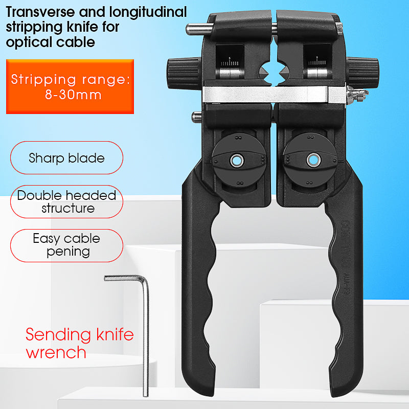 COMPTYCO AUA-F9 Fiber Optic Cable Stripper 8-30mm Longitudinal and Transverse Fiber Optic Cable Opener Optical Cable Cut