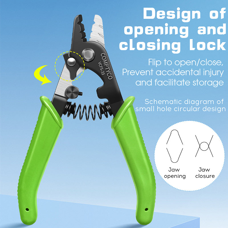 COMPTYCO VCFS-33 Upgraded Green Three Port Cable Stripper FTTH Fiber Fusion Splicing Tool Bare Fiber Leather Fiber Strip