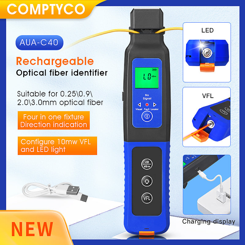 COMPTYCO AUA-C40 Charging Type 4 in 1 Fixture Configuration 0.25/0.9/2.0/3.0mm 10mw VFL with LED Fiber Optic Identifier