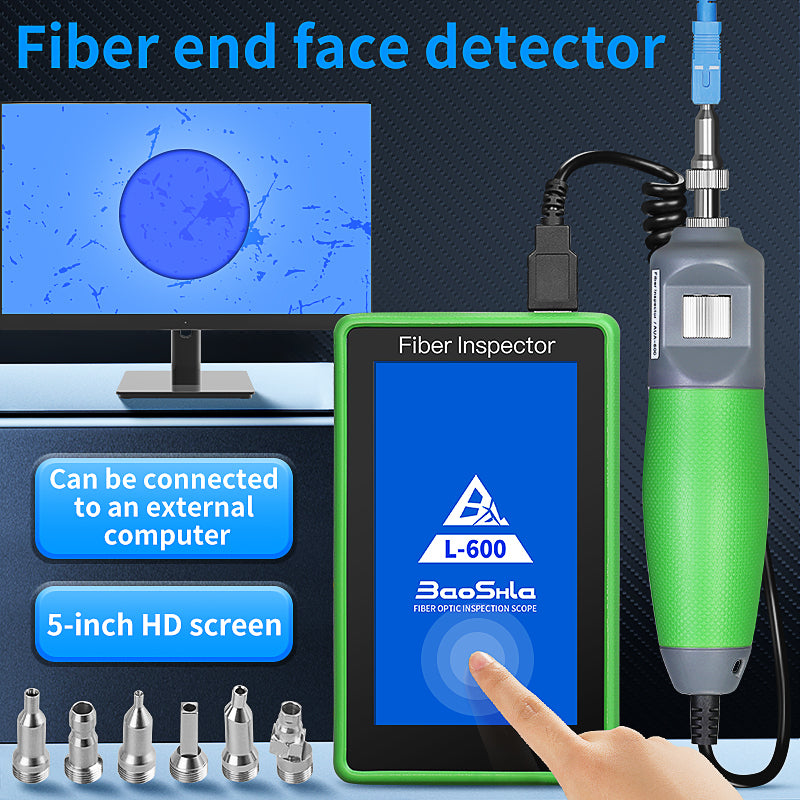 High Precision L-600 Fiber Optic Cleaner 400X Fiber Optic Microscope 5inch Touch Screen Inspection Probe Fiber End Face 