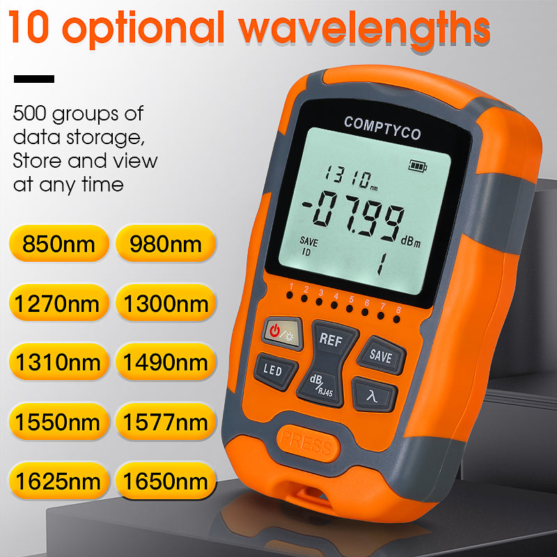 COMPTYCO High Precision Fiber Optic Tester AUA-M7/M5 OPM with LED and RJ45 Tester Fiber Optic Equipment Mini Optical Pow