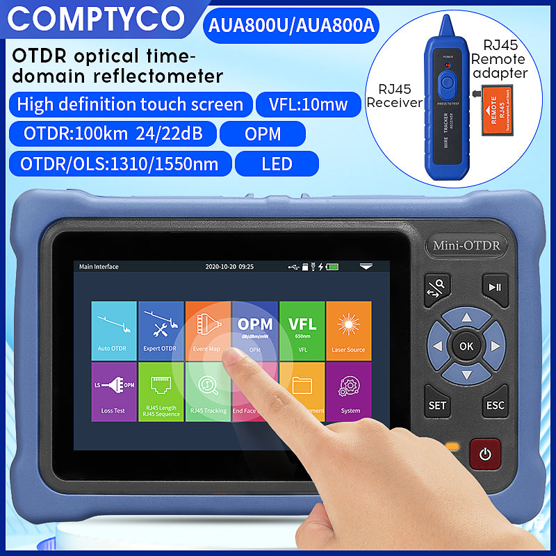 COMPTYCO AUA800U/800A Optical Time Domain Reflectometer with OPM VFL OLS 100KM 1310 1550nm Mini Fiber Optic Tester OTDR
