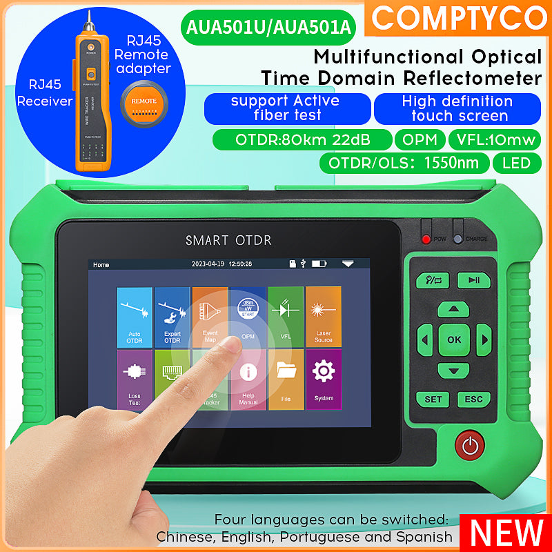 COMPTYCO AUA501U/A Live Testing Optical Time Domain Reflectometer 80km 1550nm 9 Functionality OPM VFL Fiber Optic Tester