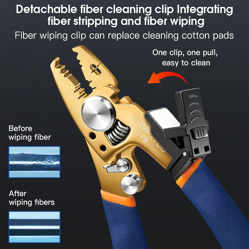 COMPTYCO 9-in-1 Multi-function Fiber Optic Miller Stripper Pliers 420 Stainless Steel FTTH Fiber Tool F9 Optical Fiber S