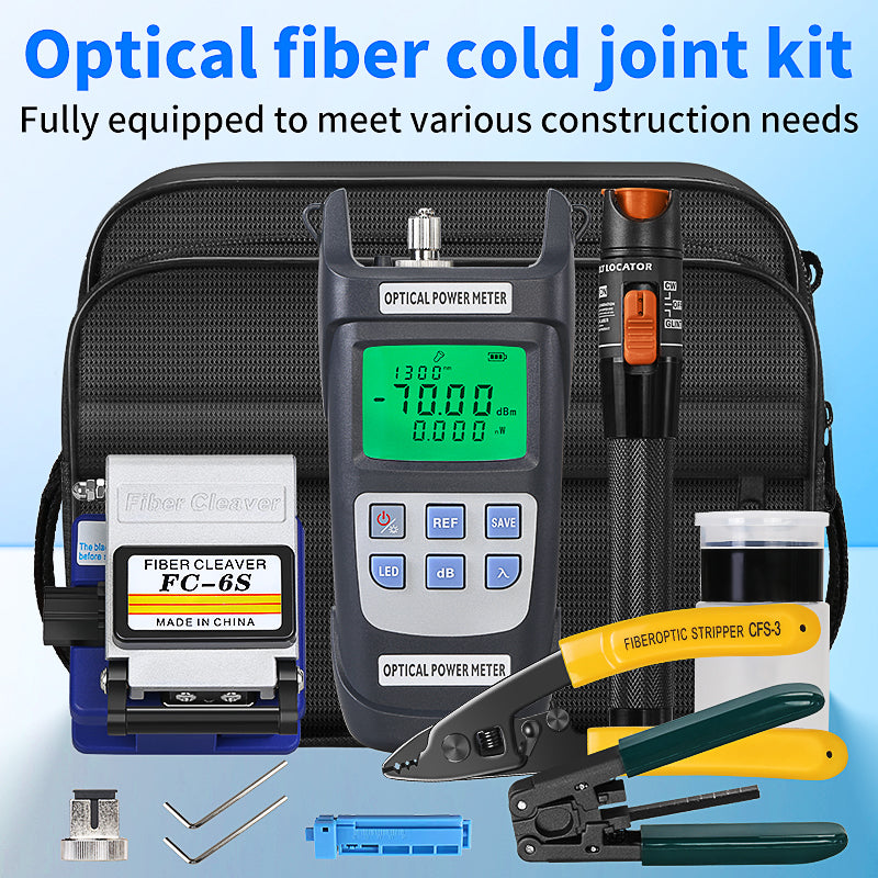 COMPTYCO FTTH Fiber Optic Tool Kit with Optical Power Meter and Visual Fault Locator FC-6S Fiber Cleaver Kit De Fibre Op